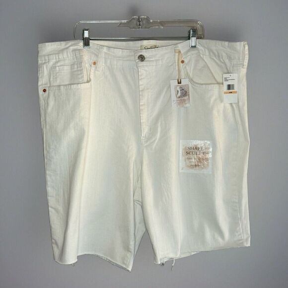 Jessica Simpson Adored Slim Bermuda Shorts Modest White Denim Jean Fray Hem 24W - Picture 8 of 16